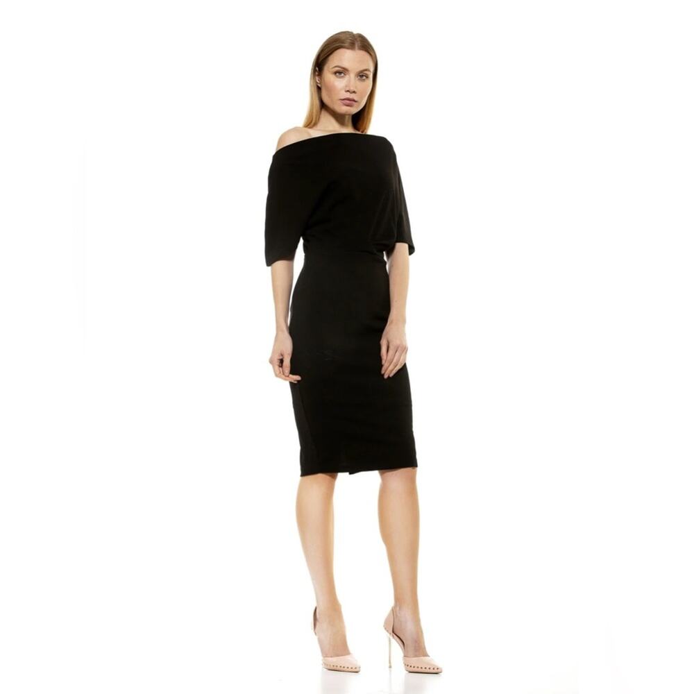 Alexia Admor NWOT Olivia Scuba Off the Shoulder Dress Black Size XL - Picture 2 of 9